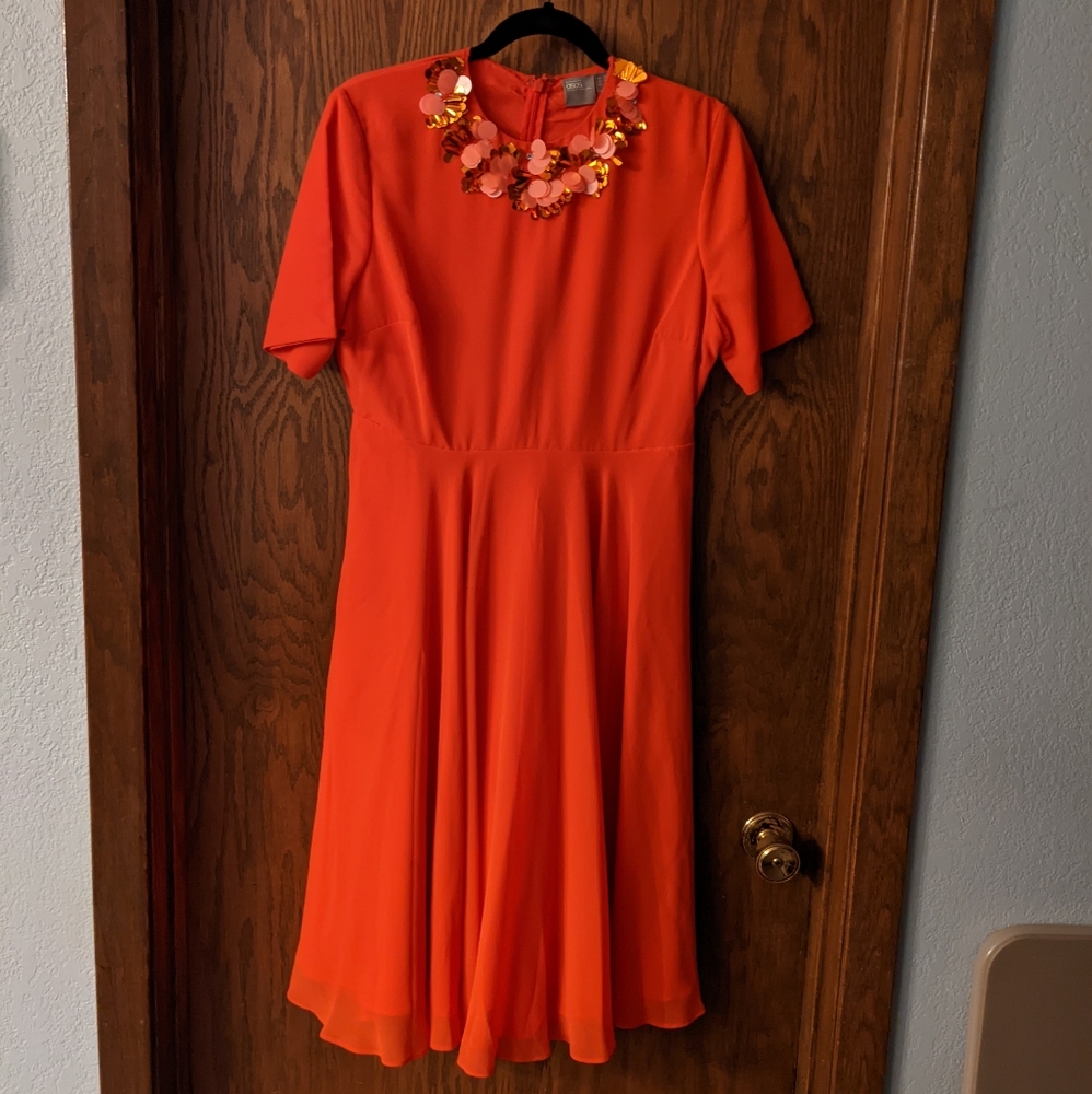 ASOS Orange Embellished Neck Midi Dress Petite sz 10
